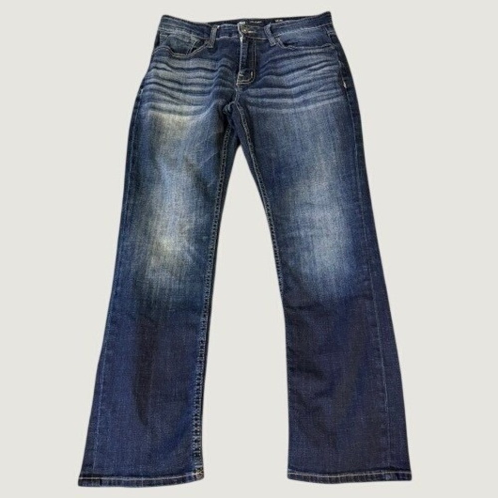 BKE Jake Straight Leg Dark Wash Stretch Jeans Mens 33x30 Coolmax Denim Blue